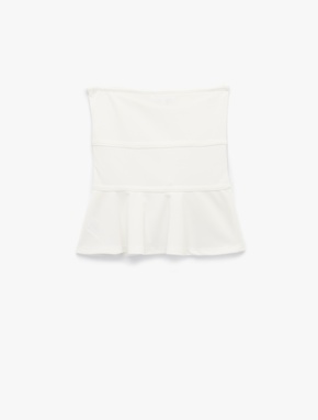 Straplez Yaka Fiyonklu Peplum Volanlı Kolsuz Bluz_3