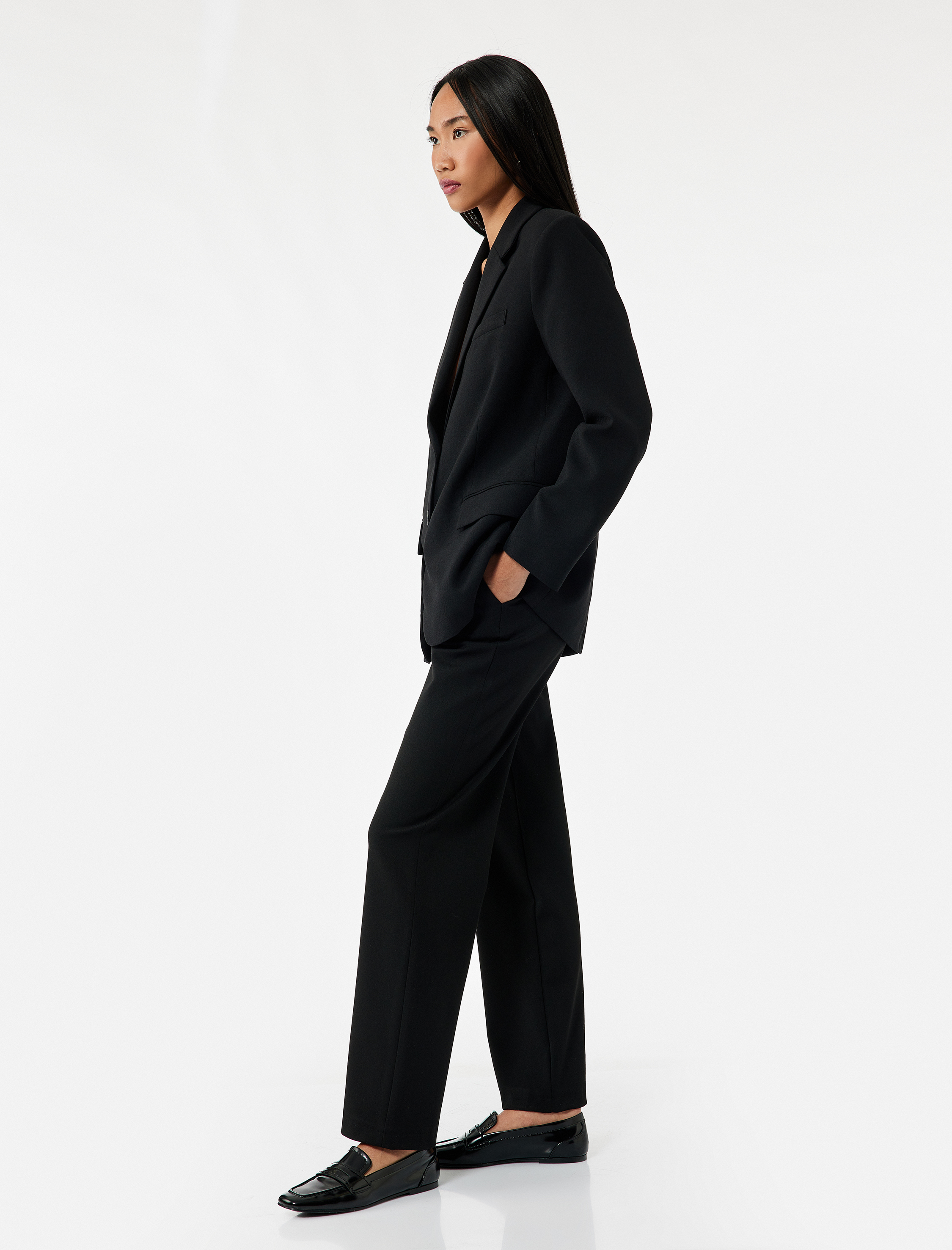   Cepli Düz Paça Kumaş Pantolon