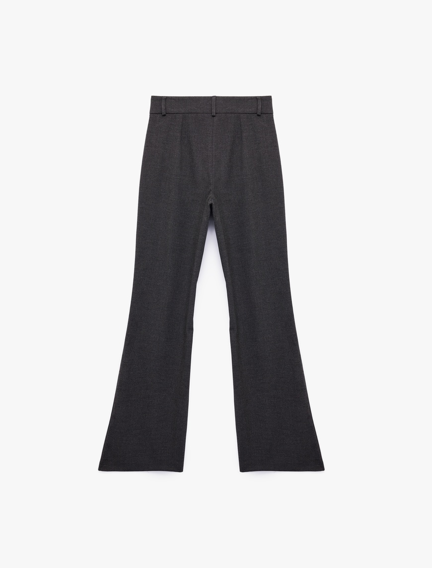   Slim Fit Düğmeli İspanyol Paça Kumaş Pantolon
