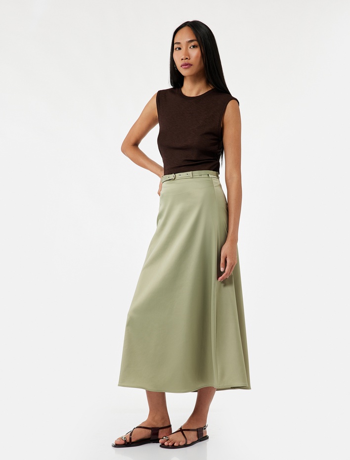  Kemer Detaylı Uzun Kloş Etek