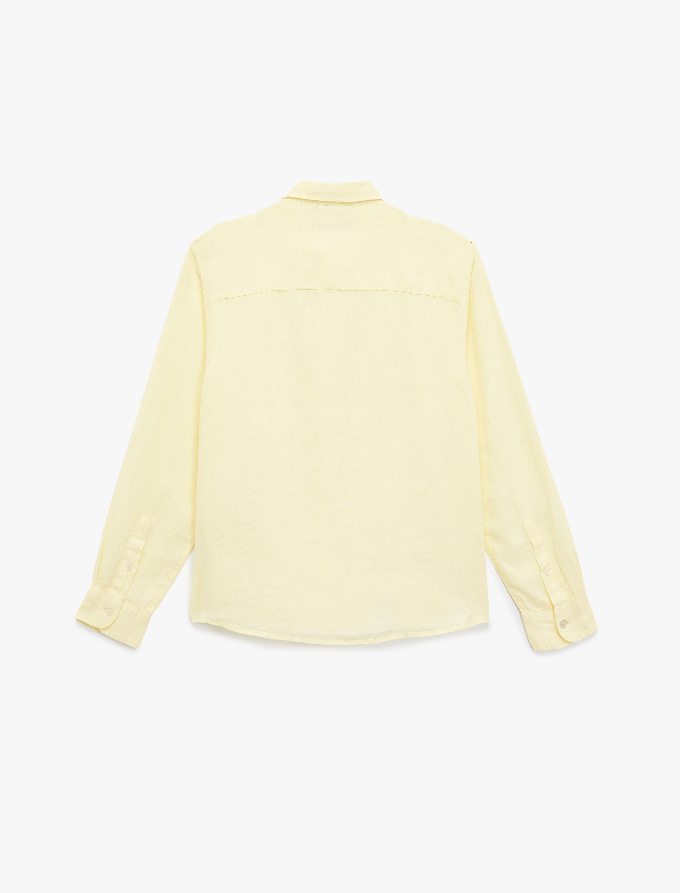   Regular Fit Uzun Kollu Düğmeli Klasik Yaka Keten Gömlek