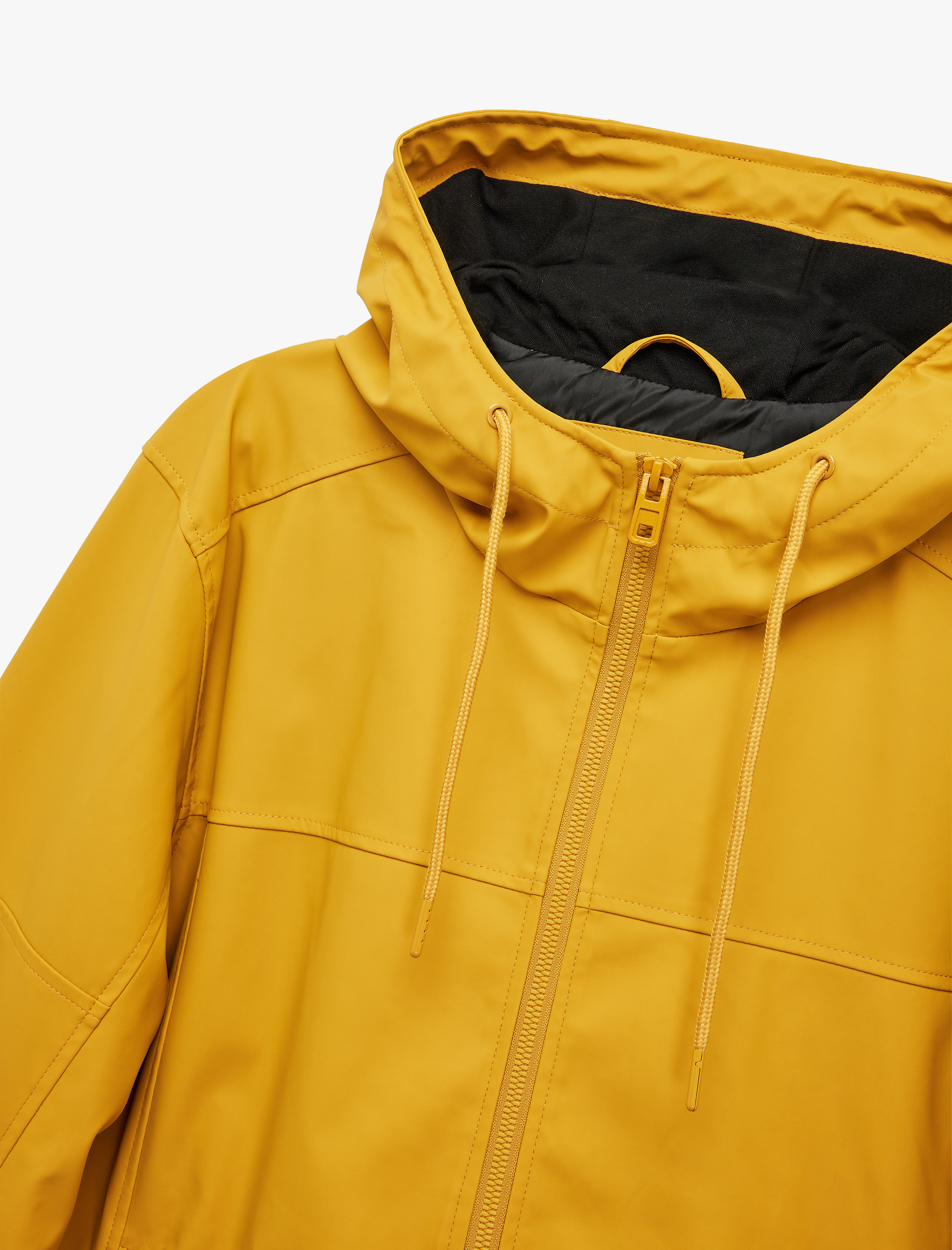   Uzun Kollu Fermuarlı Cep Detaylı Kapşonlu Yağmurluk