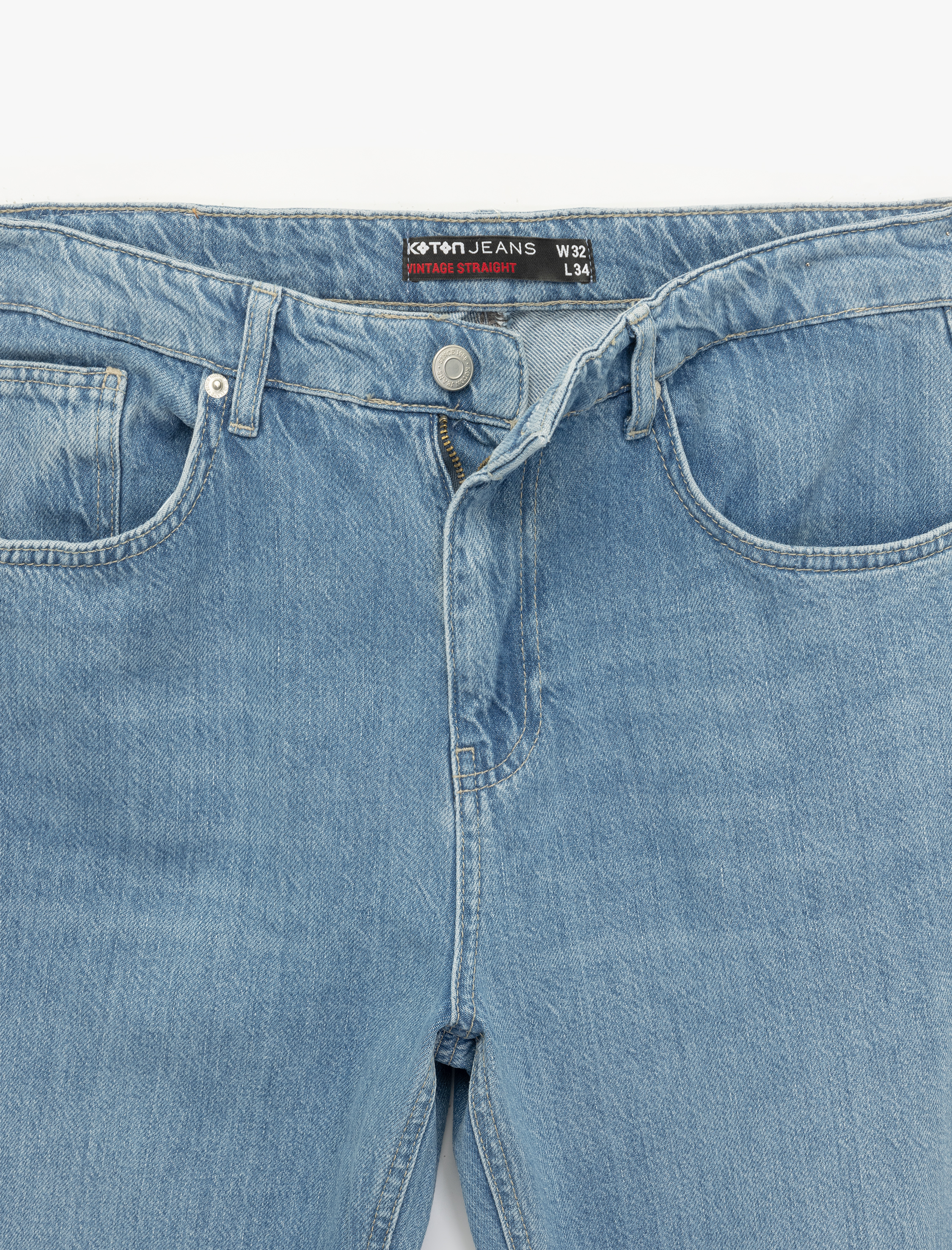 Pamuklu Normal Bel Cep Detaylı Vintage Straight Fit Jean Pantolon