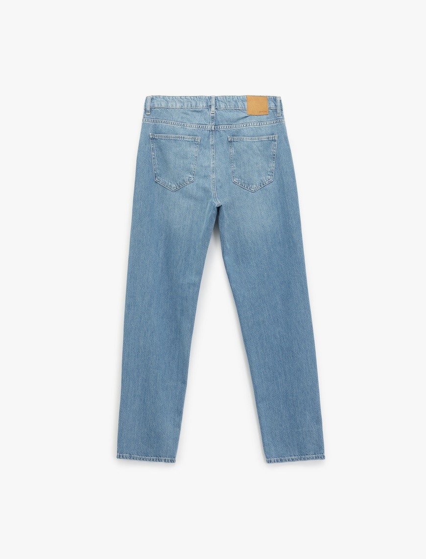   Pamuklu Normal Bel Cep Detaylı Vintage Straight Fit Jean Pantolon