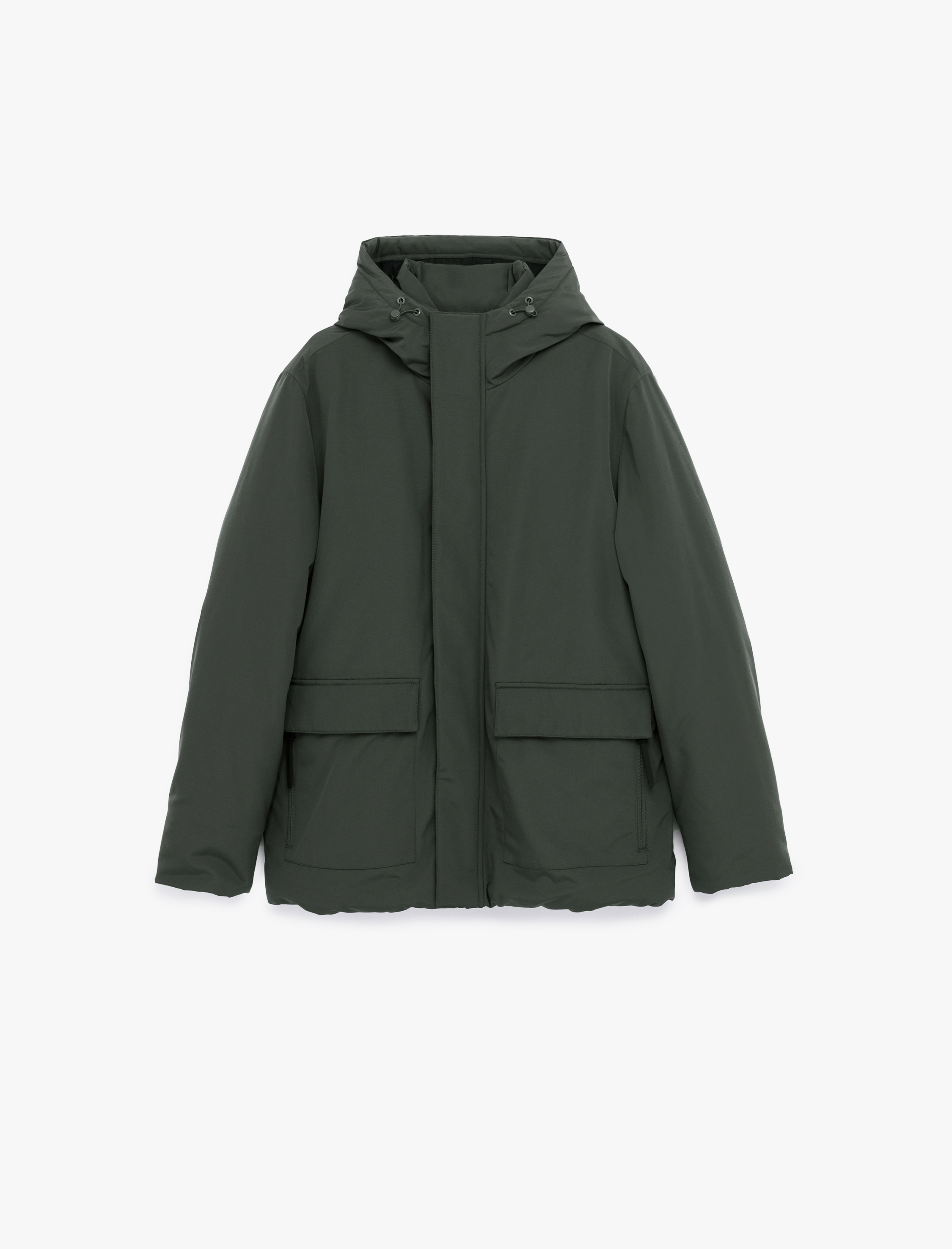 Çıtçıt Düğme Detaylı Fermuarlı Cepli Kapüşonlu Kışlık Şişme Ceket