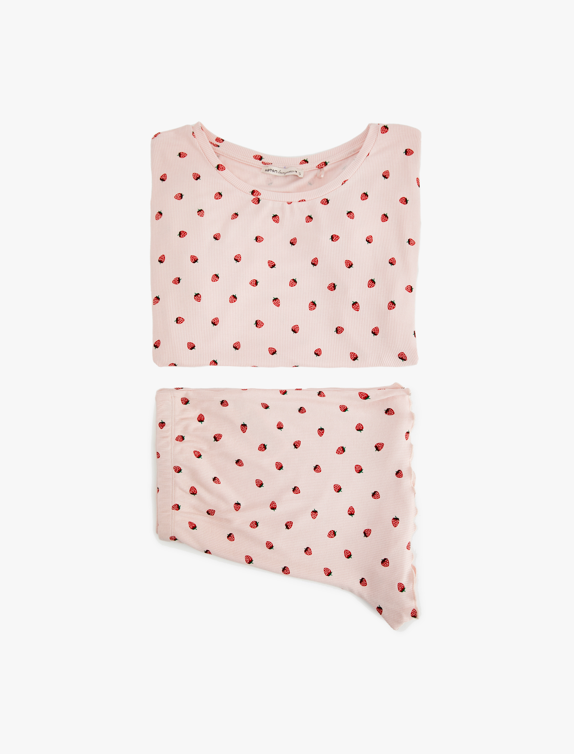   Rahat Kalıp Kısa Kollu Kiraz Baskılı Şortlu Pijama Takımı