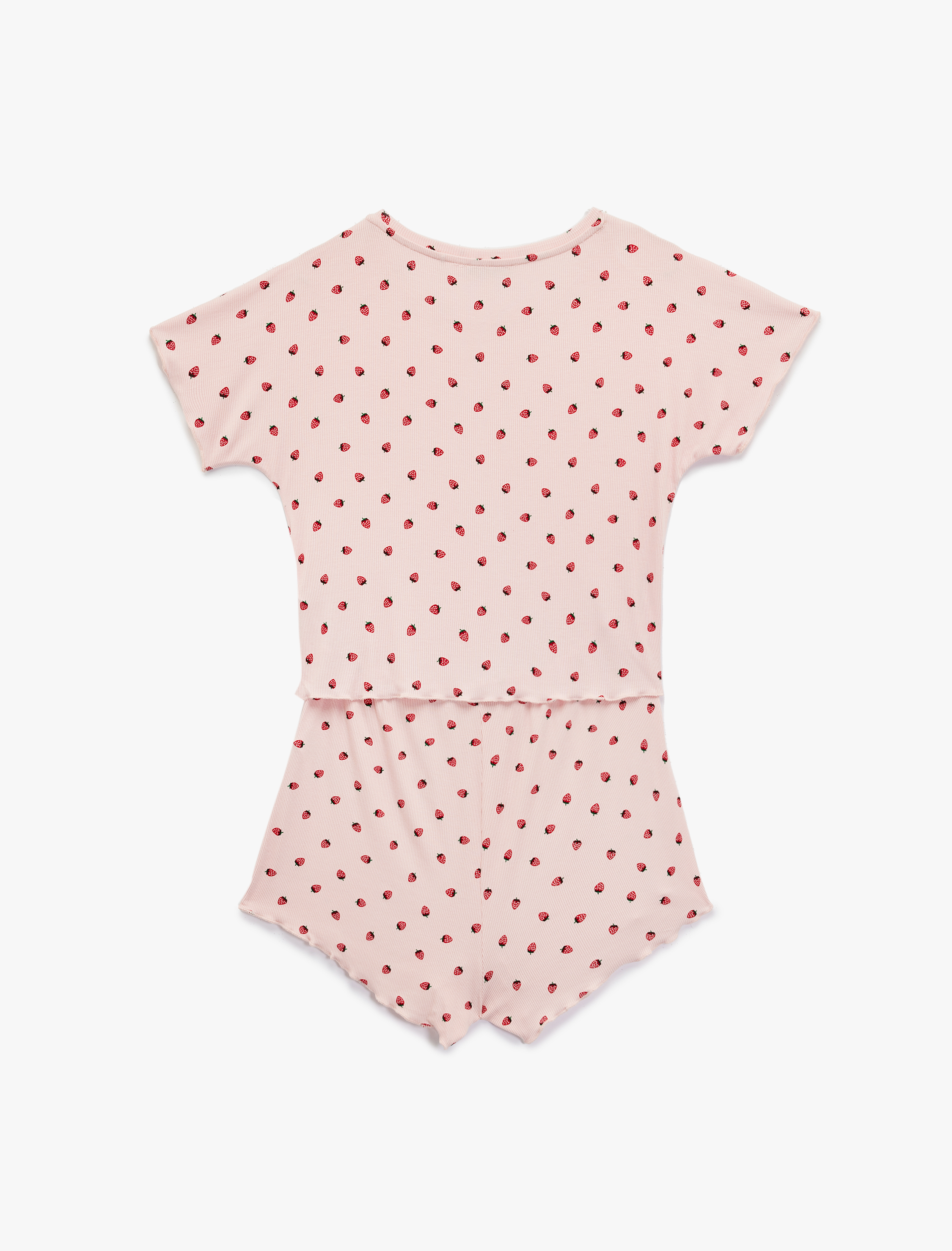   Rahat Kalıp Kısa Kollu Kiraz Baskılı Şortlu Pijama Takımı