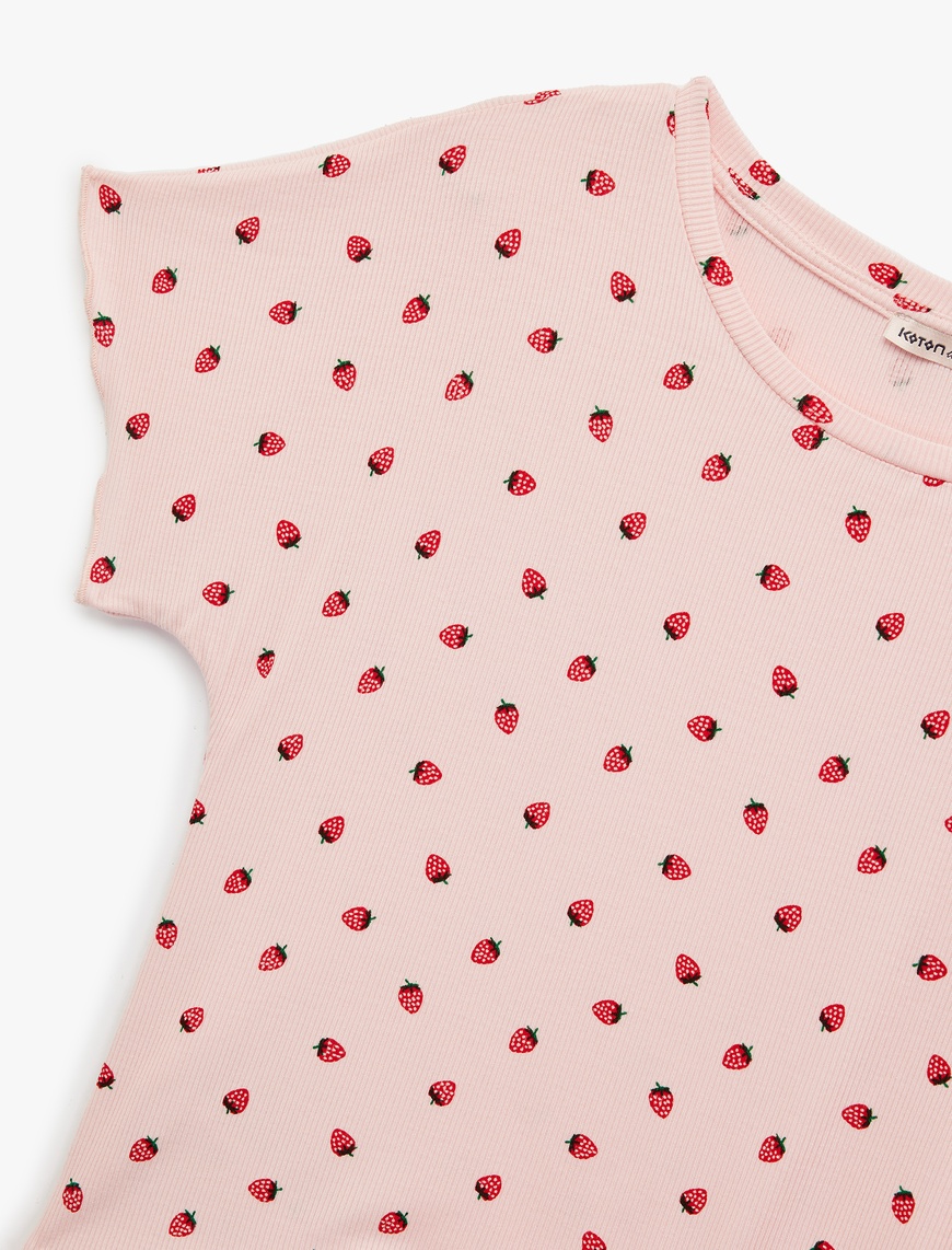   Rahat Kalıp Kısa Kollu Kiraz Baskılı Şortlu Pijama Takımı