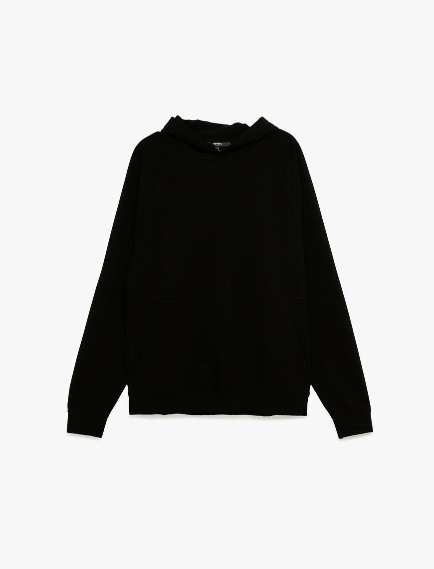   Kanguru Cepli Kapüşonlu Lastik Detaylı Uzun Kollu Hoodie