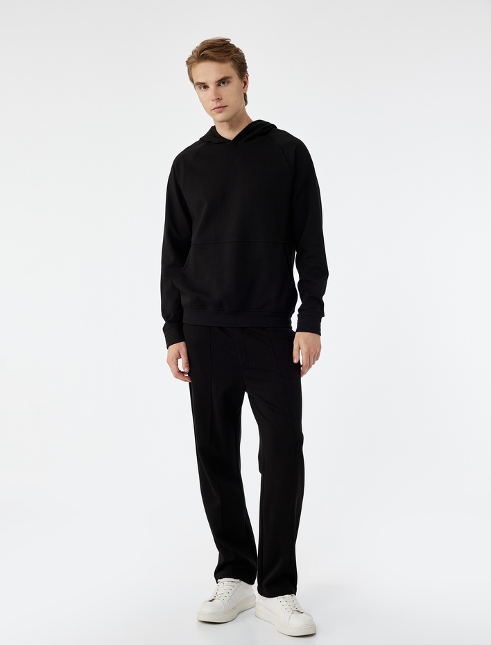 Kanguru Cepli Lastik Detaylı Uzun Kollu Kapüşonlu Sweatshirt