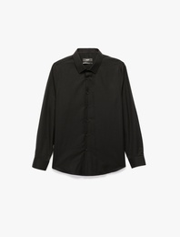 Slim Fit Yarım İtalyan Yaka Uzun Kollu Gömlek