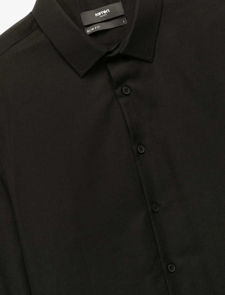   Slim Fit Yarım İtalyan Yaka Uzun Kollu Gömlek