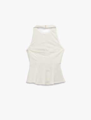 Halter Yaka Kolsuz Krep Peplum Bluz_3