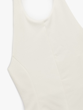 Halter Yaka Kolsuz Krep Peplum Bluz_4