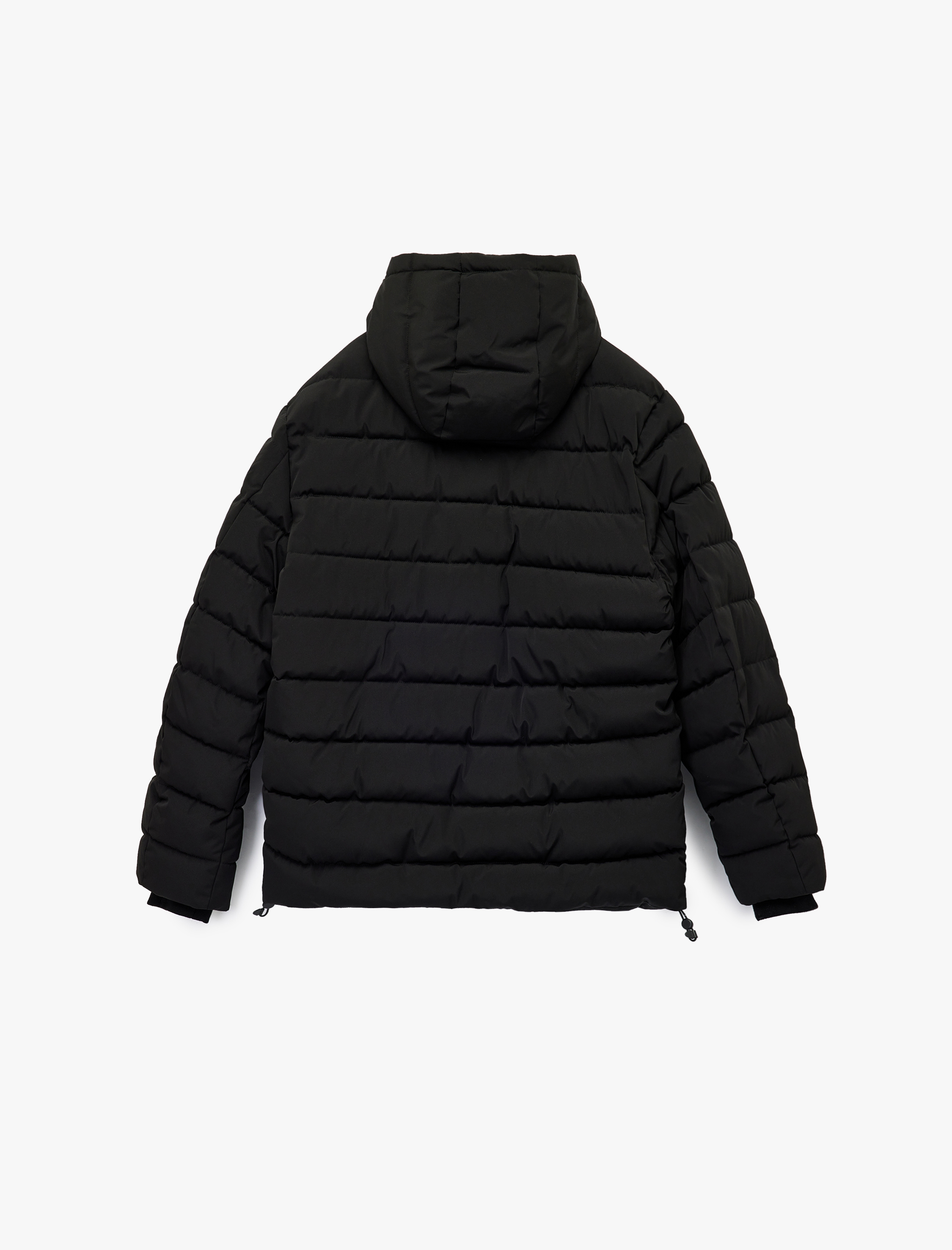   Kapüşonlu Uzun Kollu Fermuarlı Cepli Kışlık Şişme Mont