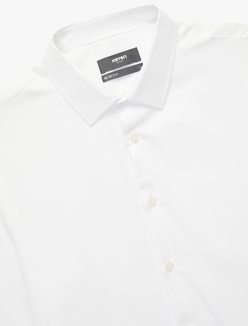   Slim Fit Yarım İtalyan Yaka Uzun Kollu Gömlek