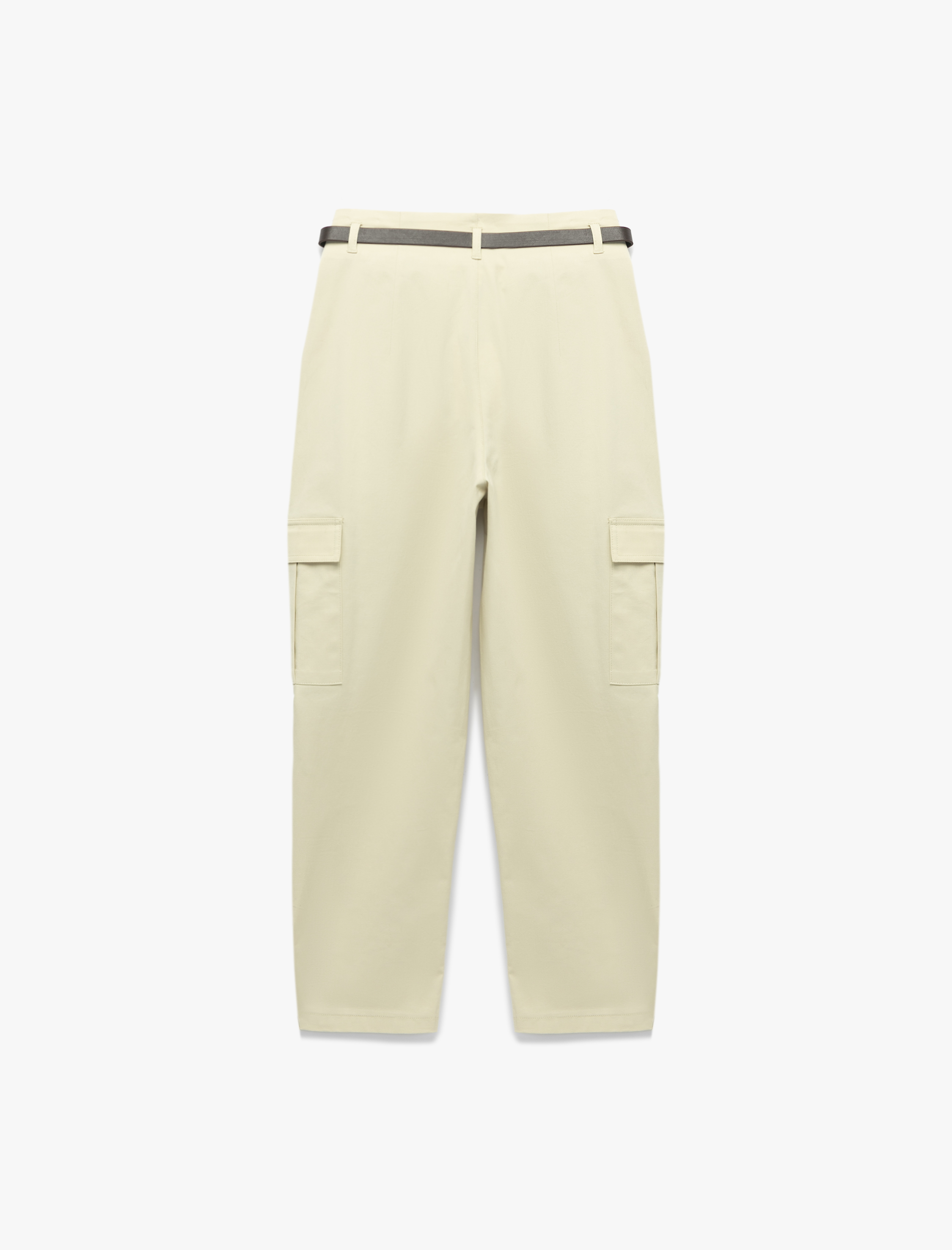   Pamuklu Kargo Cepli Yüksek Bel Kemerli Jogger Pantolon