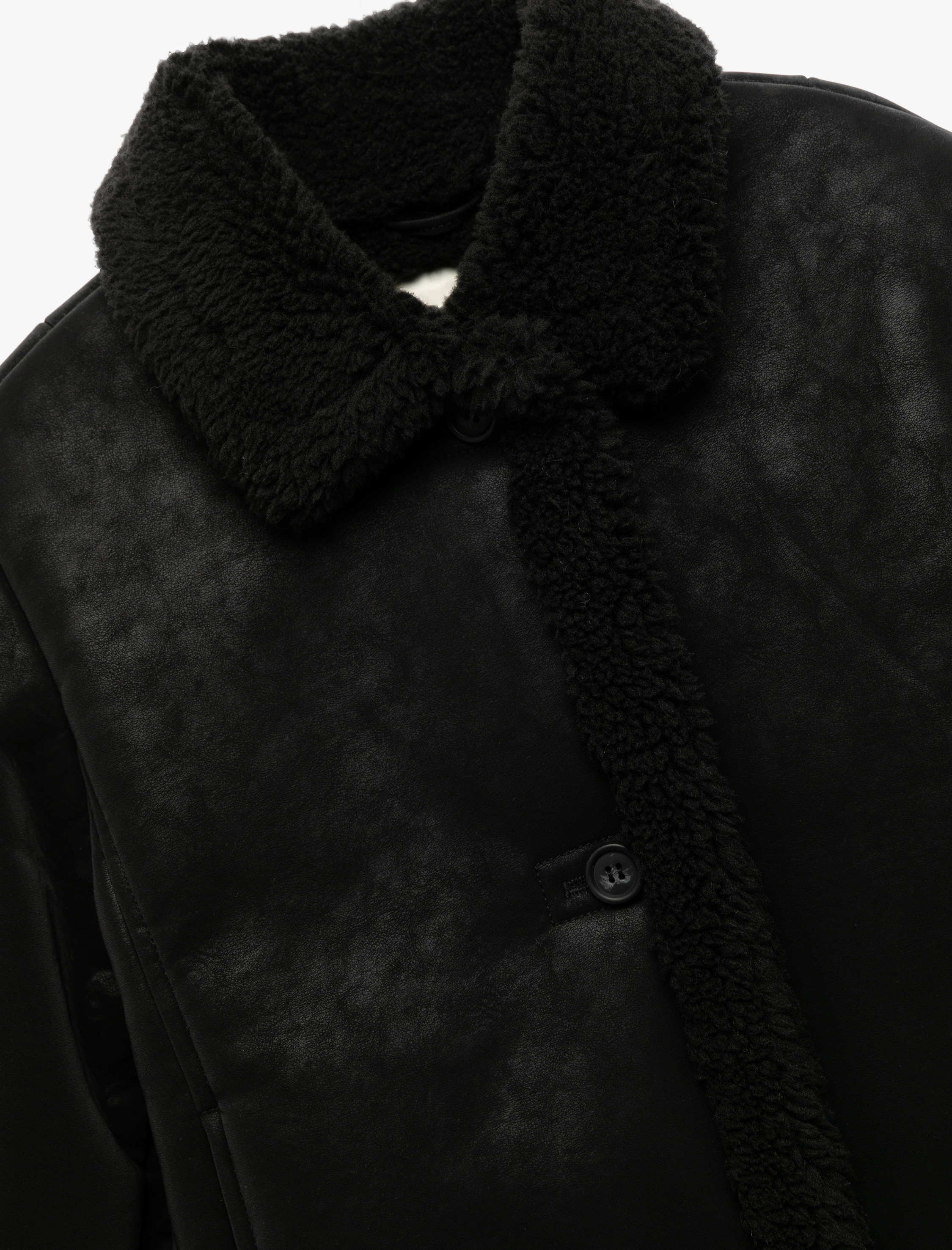  Kız Çocuk Uzun Kollu Peluş Detaylı Gömlek Yaka Suni Süet Ceket