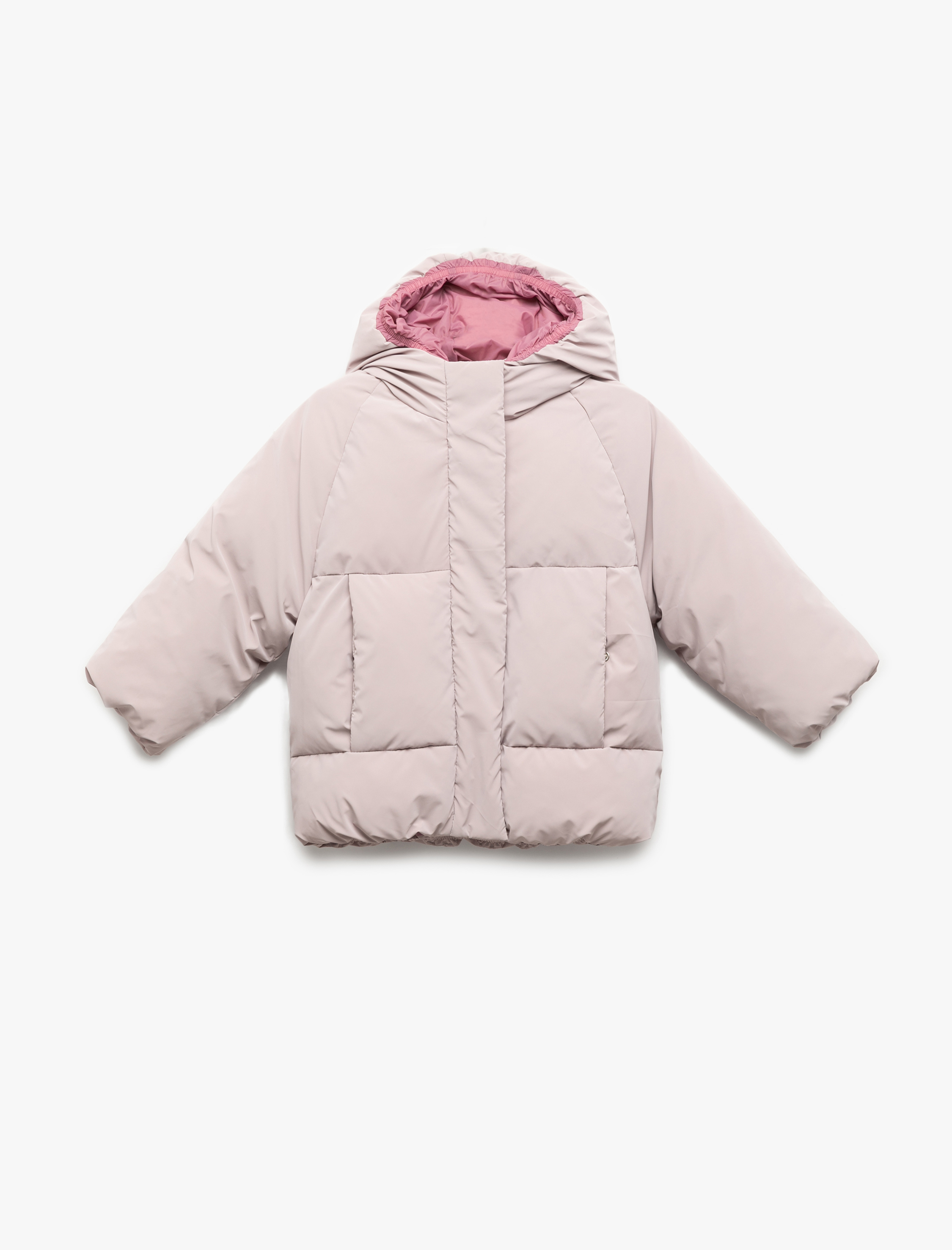  Kız Bebek Kapşonlu Uzun Kollu Cepli Şişme Mont