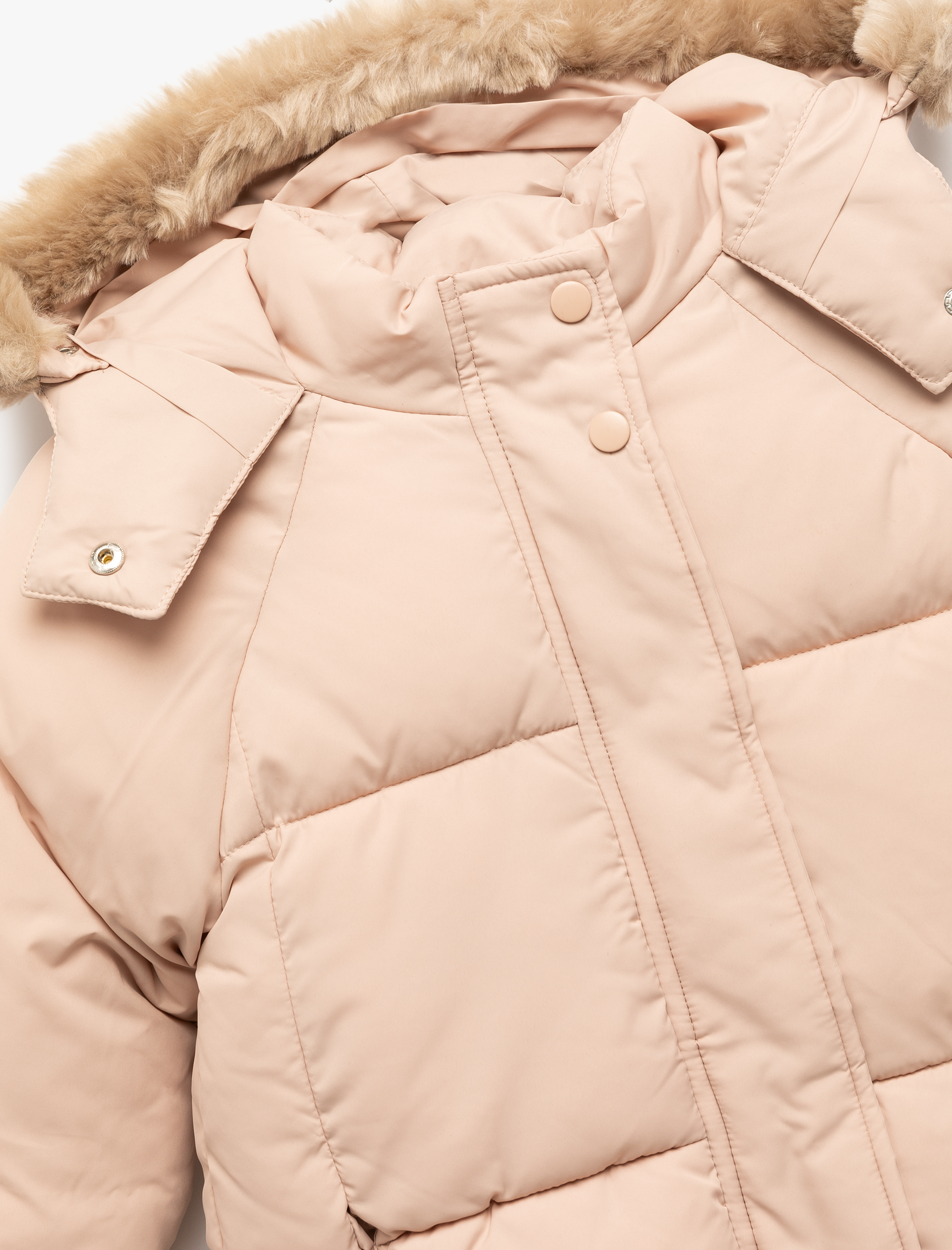  Kız Bebek Kapşonlu Uzun Kollu Kapitone Şişme Mont