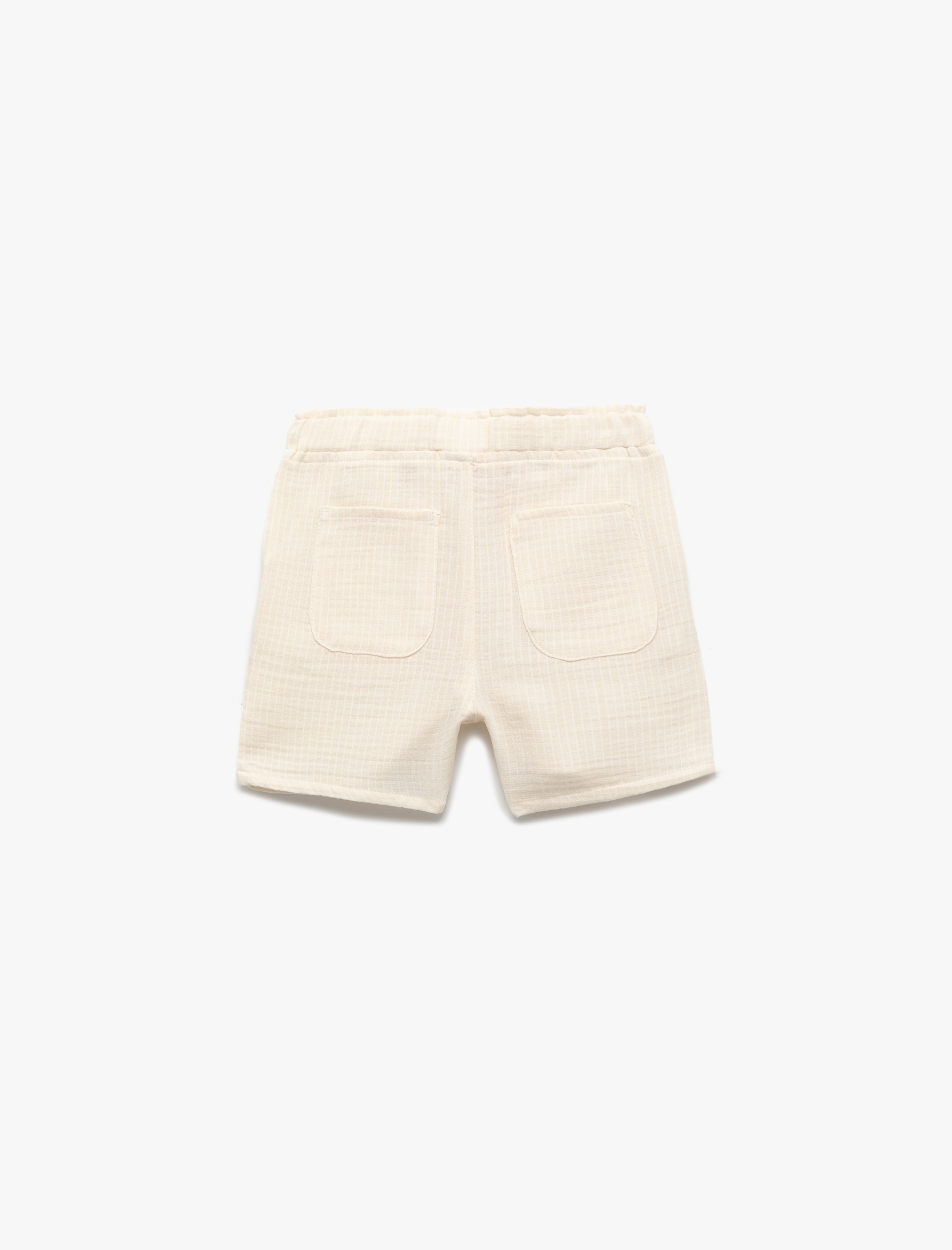  Erkek Bebek Pamuklu Cepli Düğme Detaylı Basic Müslin Şort