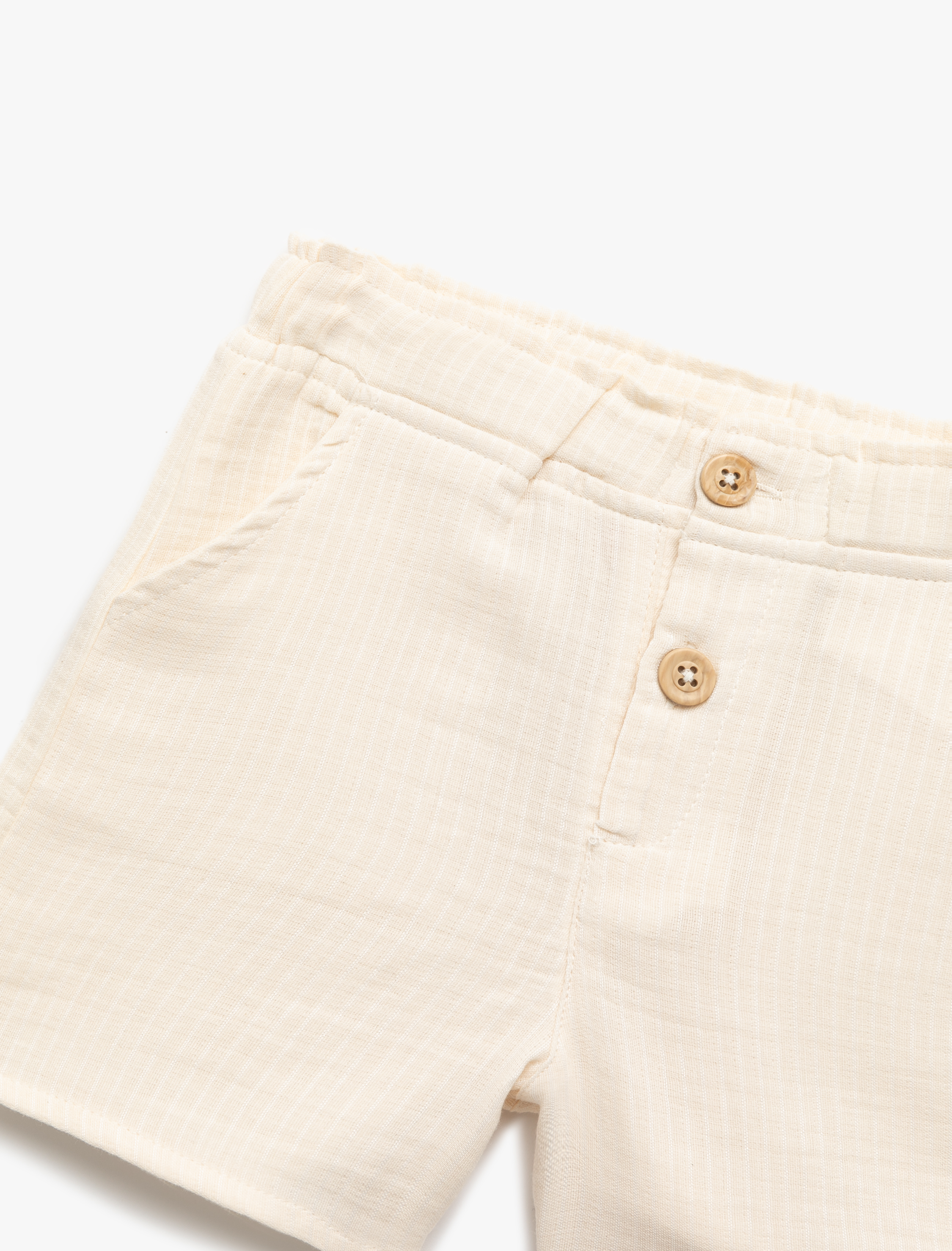  Erkek Bebek Pamuklu Cepli Düğme Detaylı Basic Müslin Şort