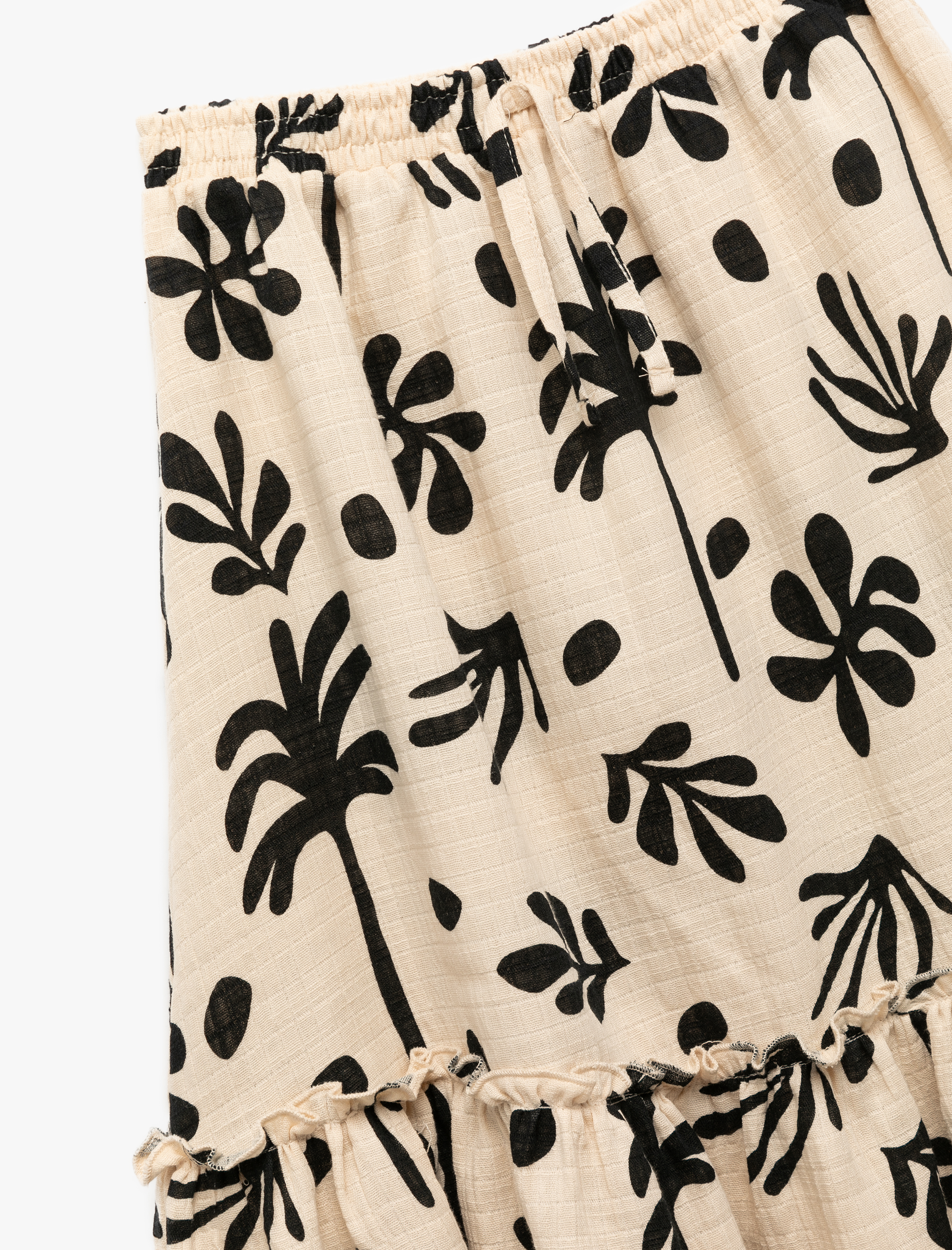 Kız Çocuk Pamuklu Yaprak Desenli Beli Lastikli Müslin Etek