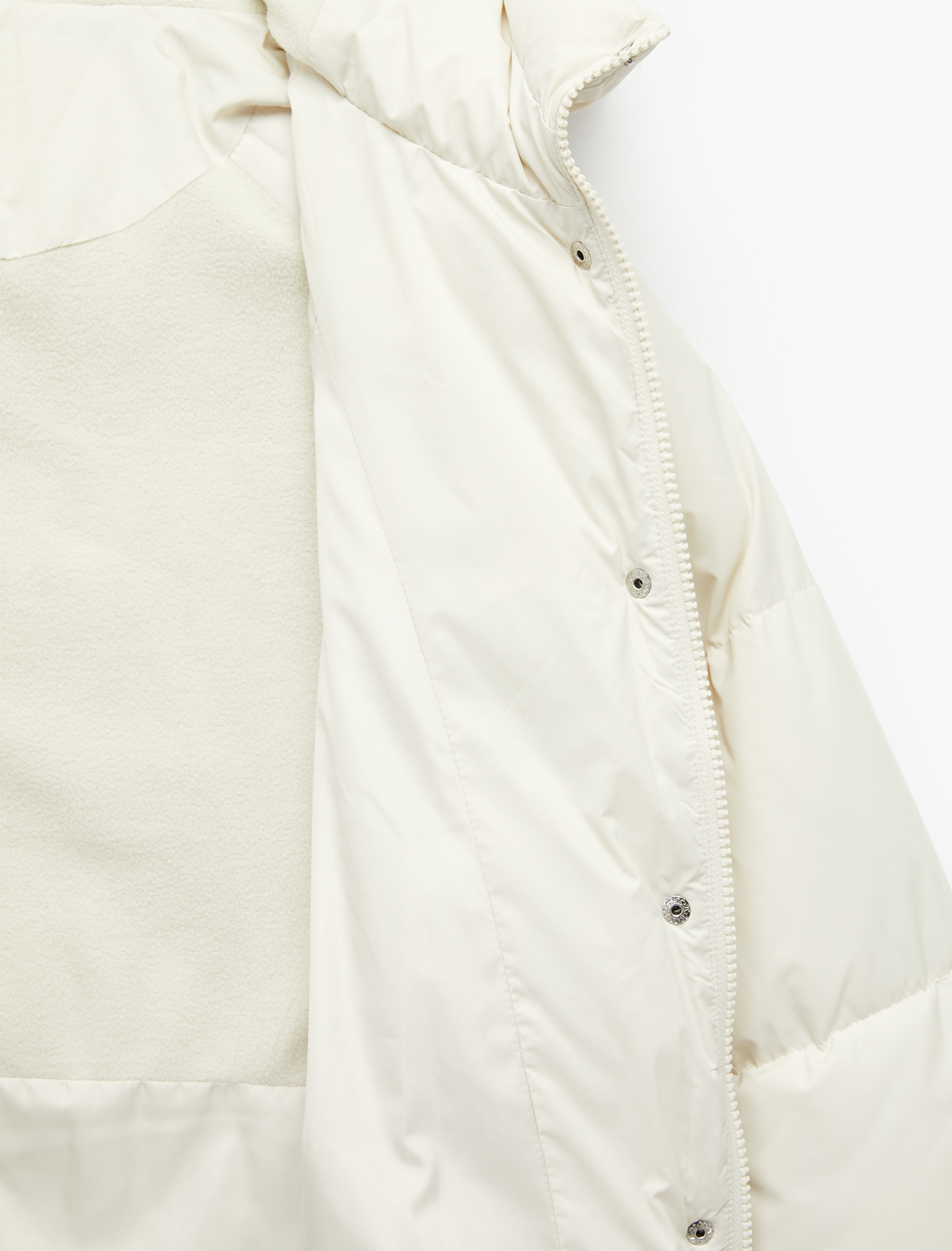   İçi Polar Astarlı Uzun Kollu Fermuarlı Su İtici Kapüşonlu Oversize Şişme Mont