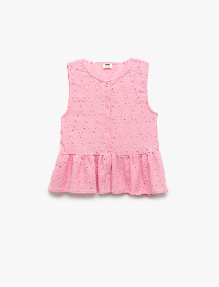 Kız Çocuk Kolsuz Bürümcük Bisiklet Yaka Brodeli Atlet