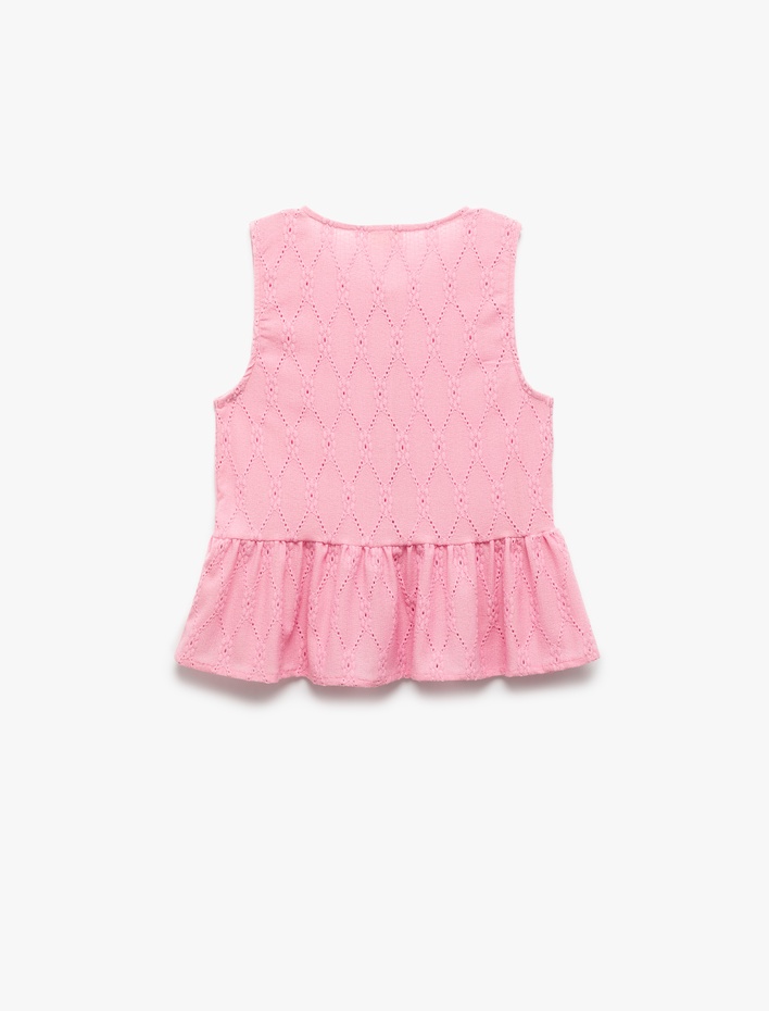 Kız Çocuk Kolsuz Bürümcük Bisiklet Yaka Brodeli Atlet