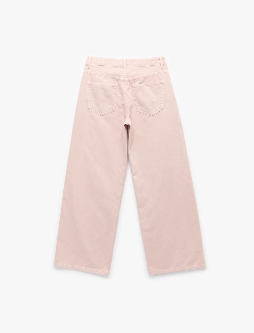   Pamuklu Bol Kesim Geniş Paça Jean Pantolon - Loose Straight Fit Jean