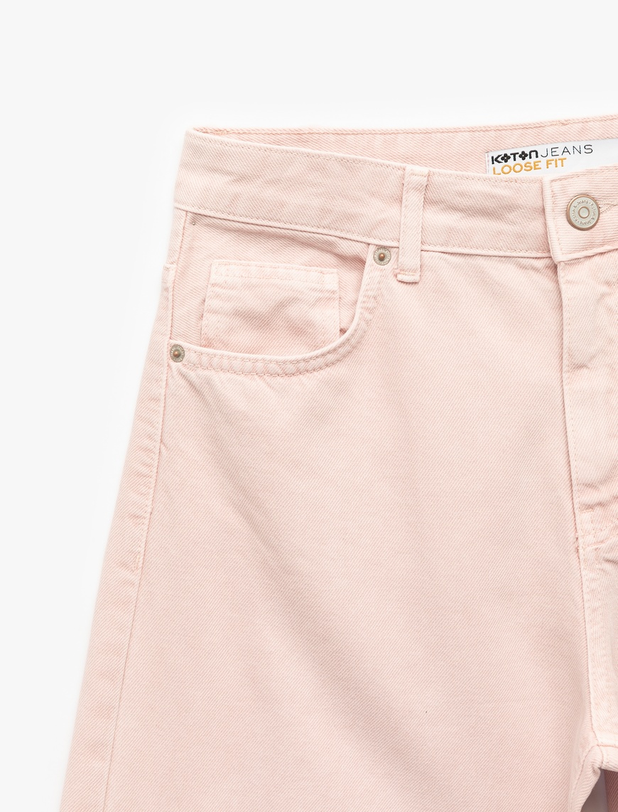   Pamuklu Bol Kesim Geniş Paça Jean Pantolon - Loose Straight Fit Jean
