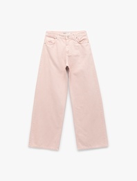 Pamuklu Bol Kesim Geniş Paça Jean Pantolon - Loose Straight Fit Jean