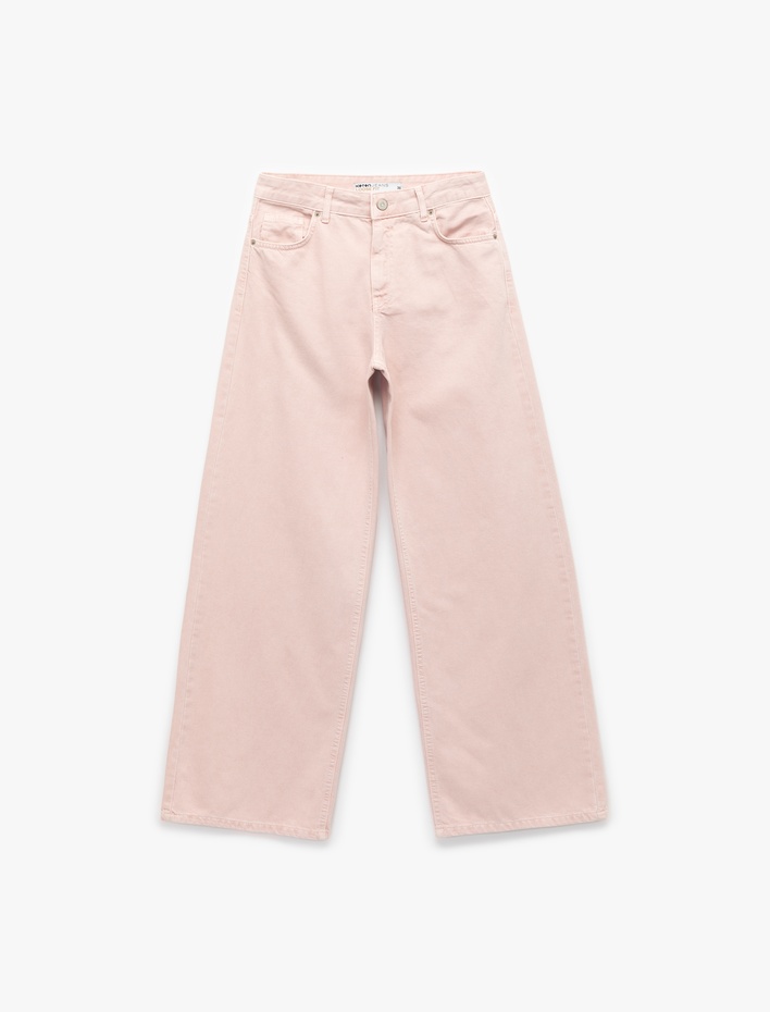  Pamuklu Bol Kesim Geniş Paça Jean Pantolon - Loose Straight Fit Jean