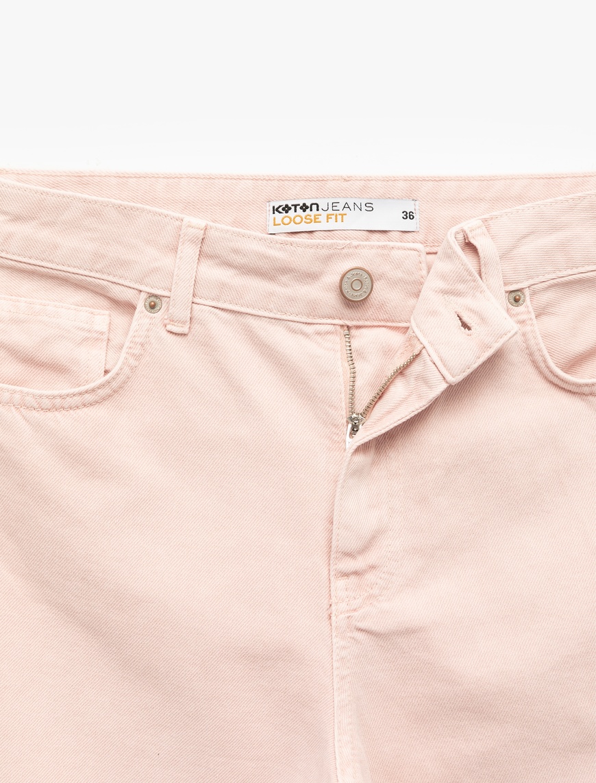   Pamuklu Bol Kesim Geniş Paça Jean Pantolon - Loose Straight Fit Jean