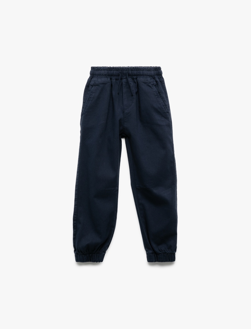  Erkek Çocuk Pamuklu Beli Bağcıklı Basic Jogger Pantolon