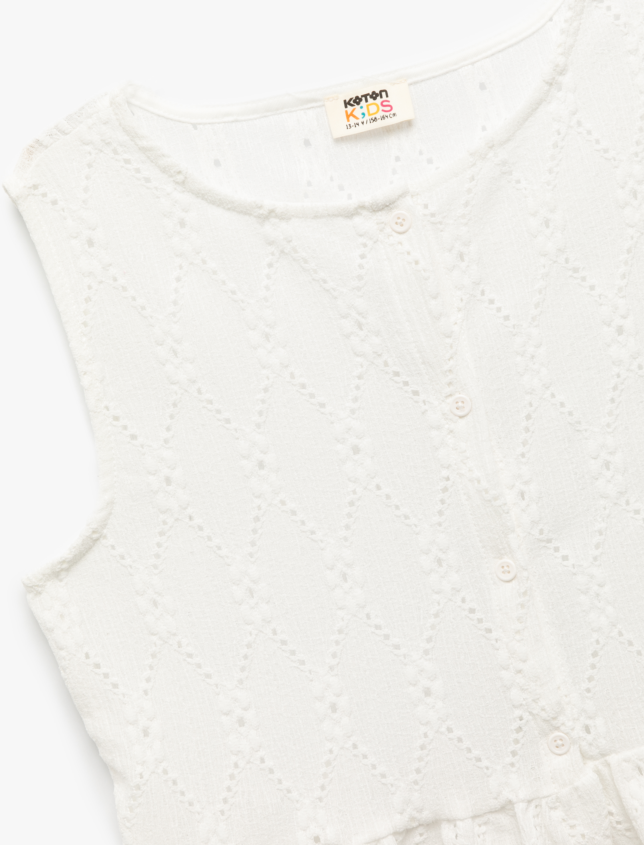  Kız Çocuk Kolsuz Bürümcük Bisiklet Yaka Brodeli Atlet