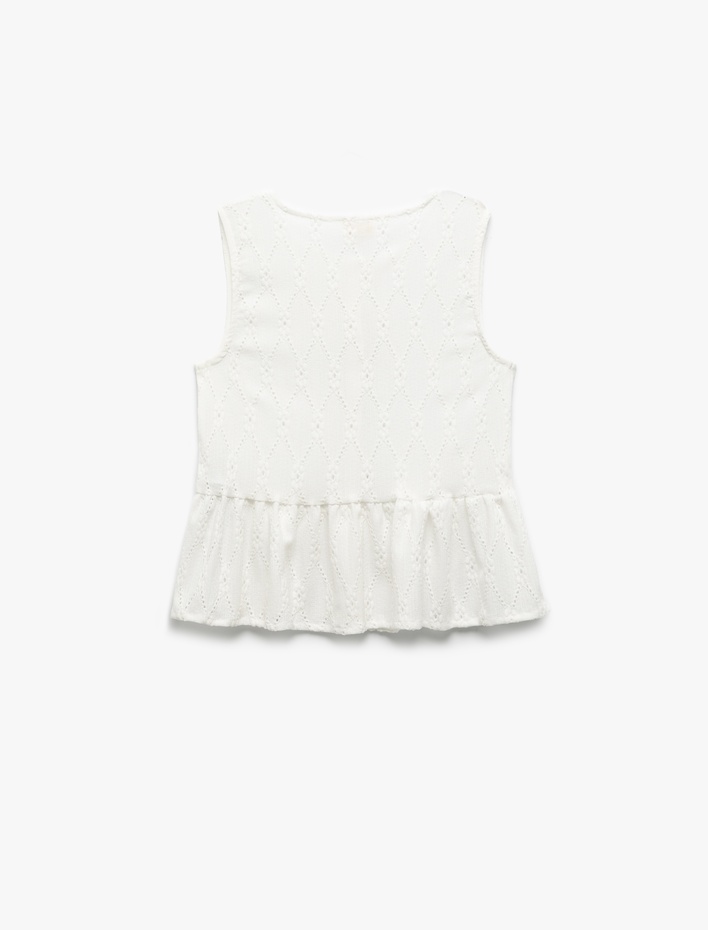 Kız Çocuk Kolsuz Bürümcük Bisiklet Yaka Brodeli Atlet