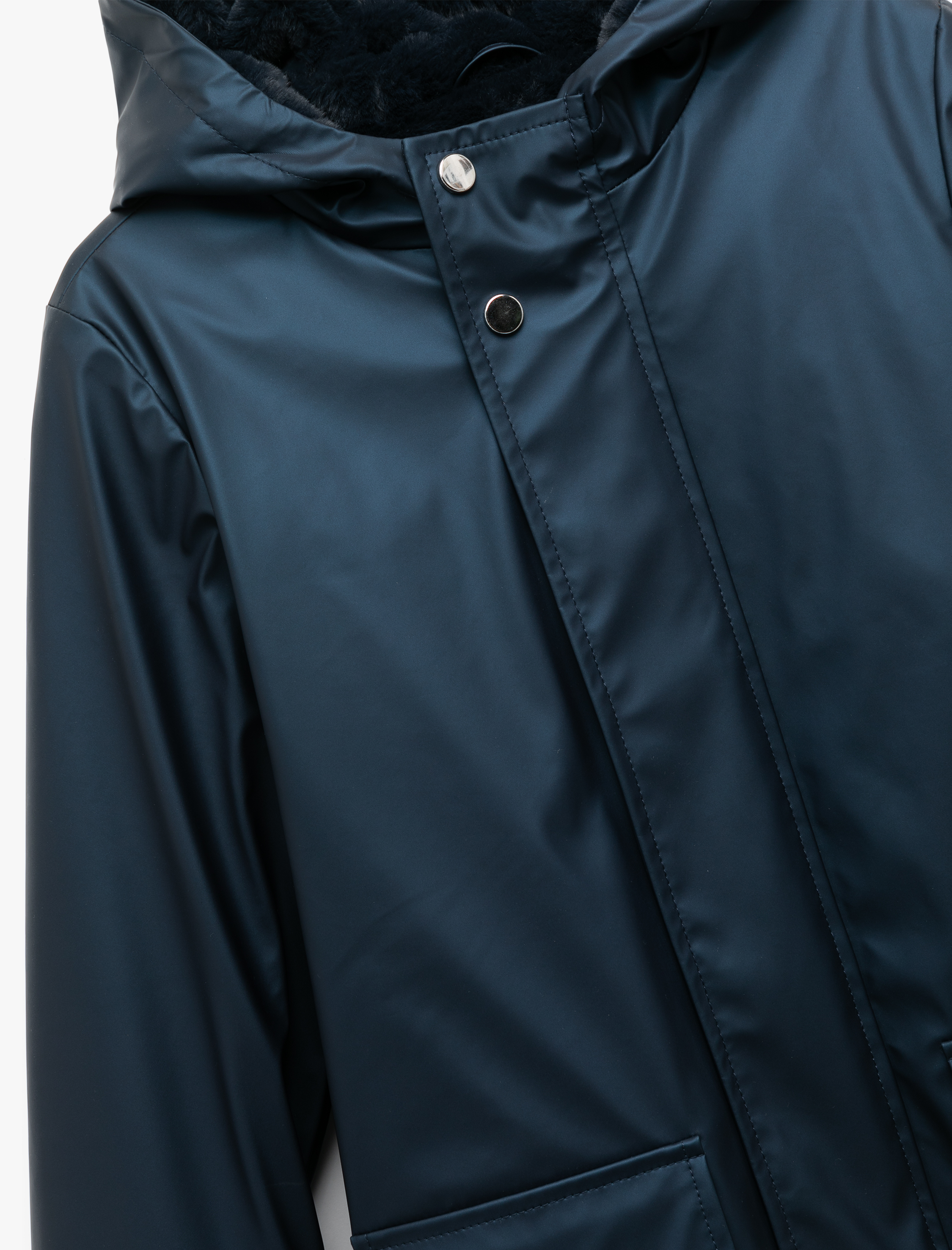 Kız Çocuk Kapaklı Cepli Uzun Kollu Kapşonlu Yağmurluk