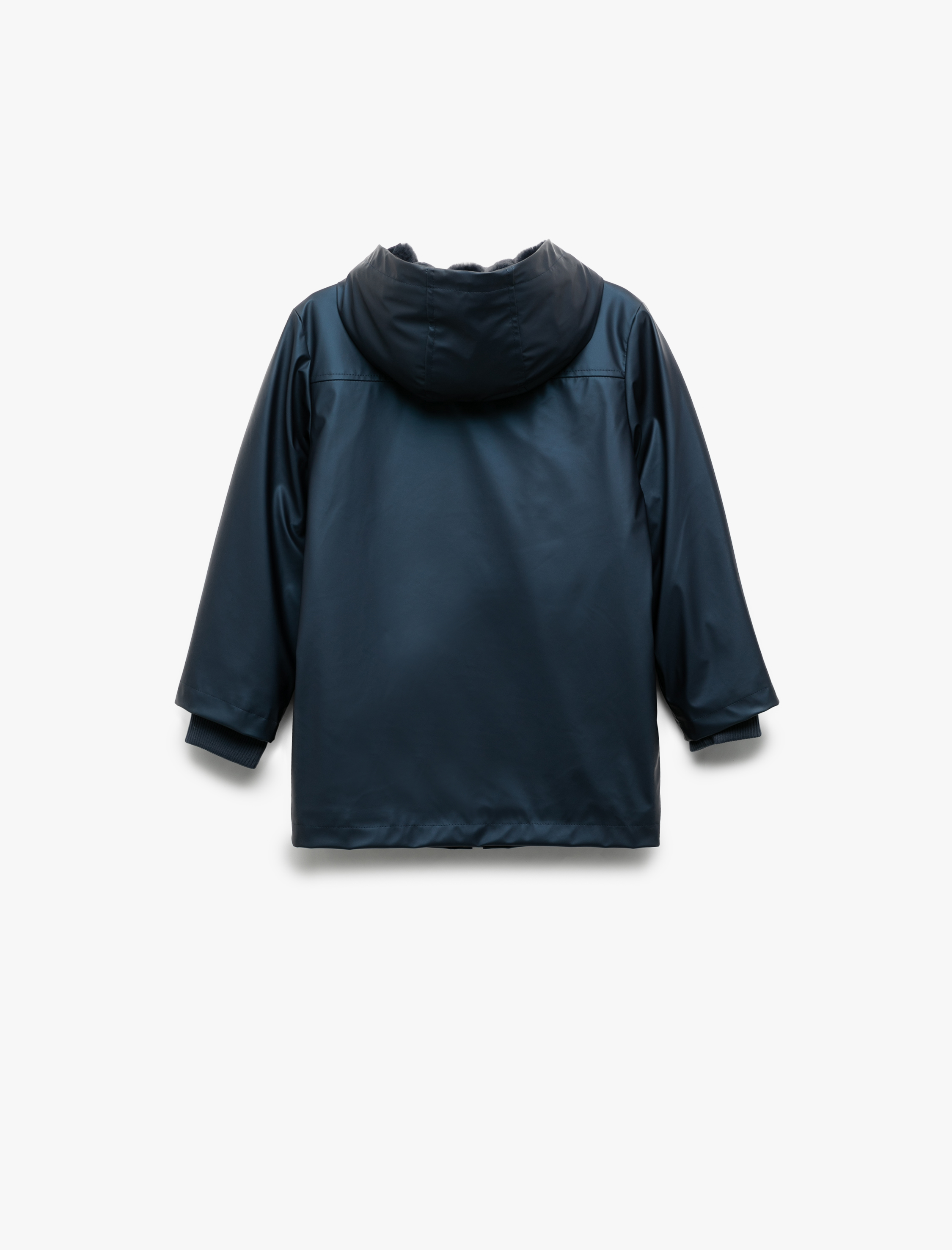 Kız Çocuk Kapaklı Cepli Uzun Kollu Kapşonlu Yağmurluk