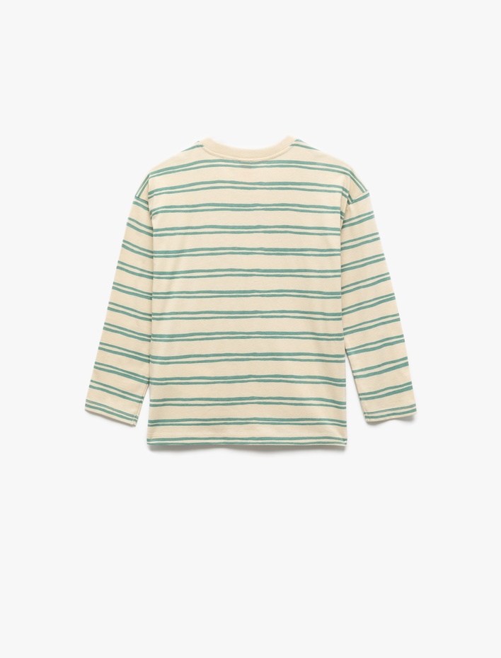 Erkek Bebek Pamuklu Uzun Kollu Bisiklet Yaka Baskılı Tişört