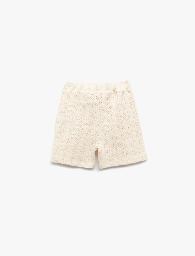 Beli Bağcıklı Pamuk Karışımlı Dokulu Basic Şort_1