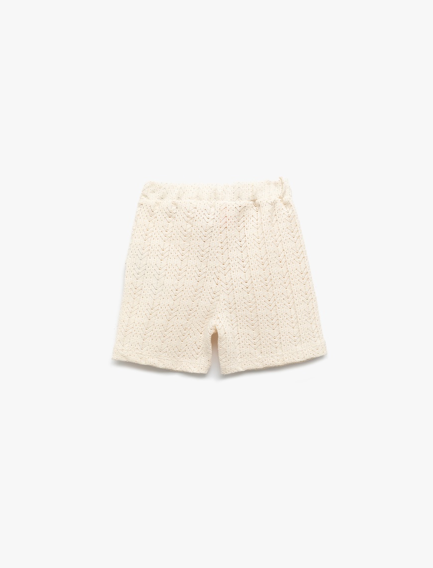  Erkek Bebek Beli Bağcıklı Pamuk Karışımlı Dokulu Basic Şort