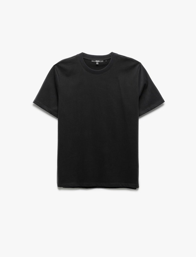 Regular Fit Kısa Kollu Bisiklet Yaka Pamuklu Basic Tişört_0