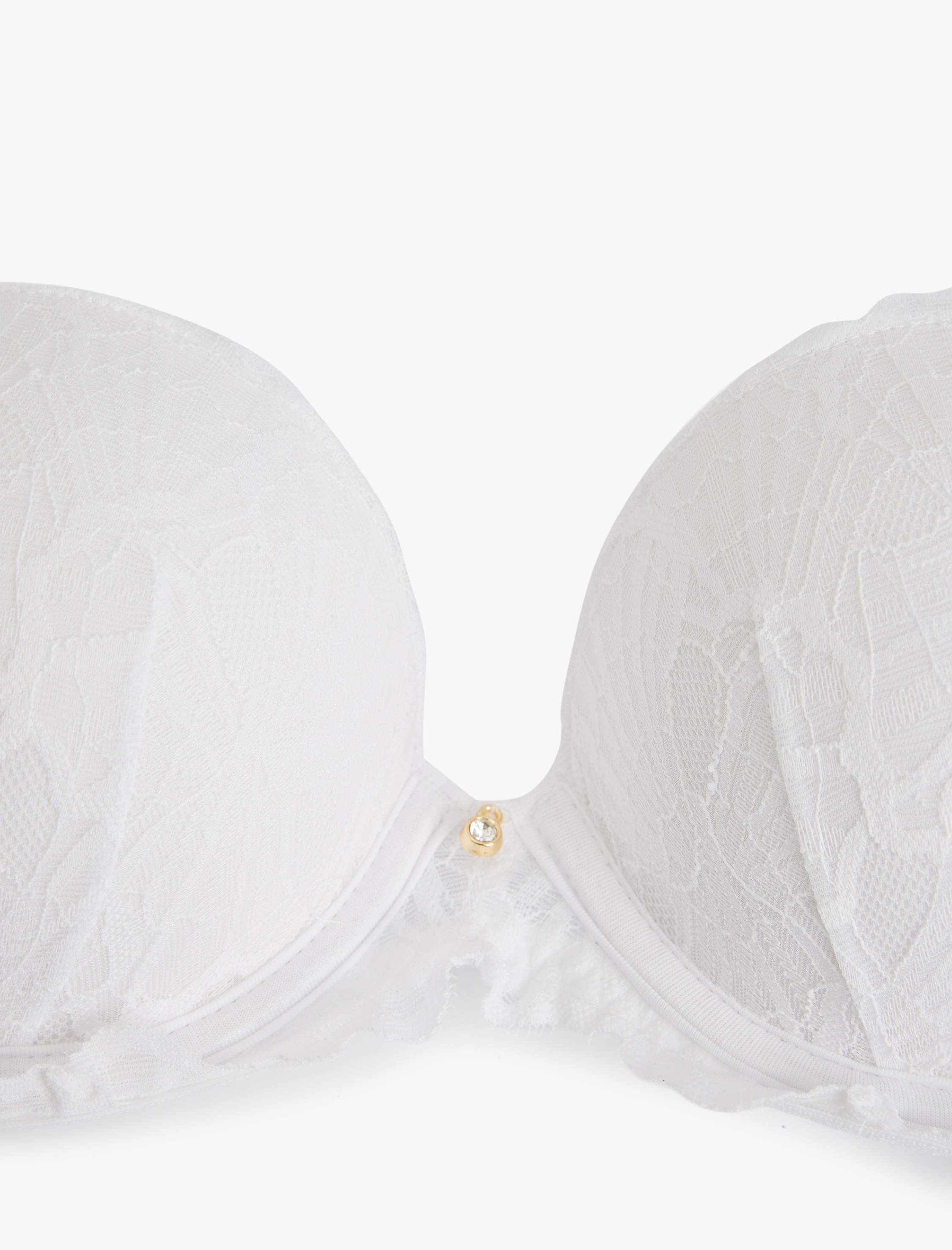 Metal Aksesuarlı Destekli Ekstra Dolgulu Dantelli Sütyen