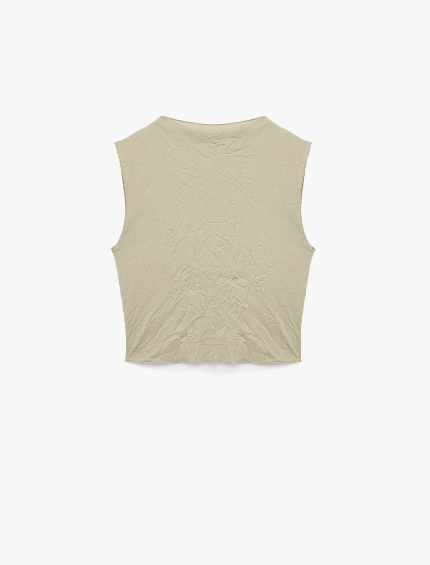   Slim Fit Kolsuz Dik Yaka Crop Atlet