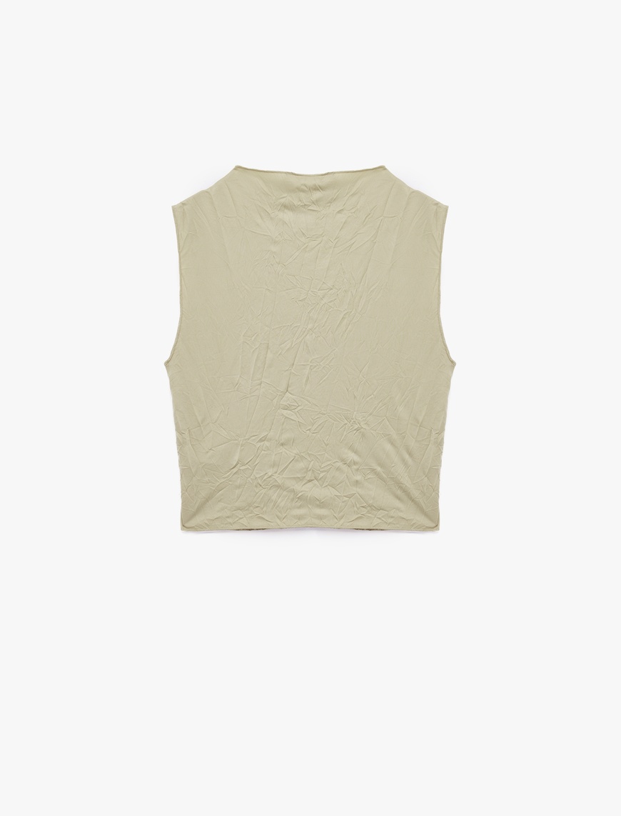   Slim Fit Kolsuz Dik Yaka Crop Atlet