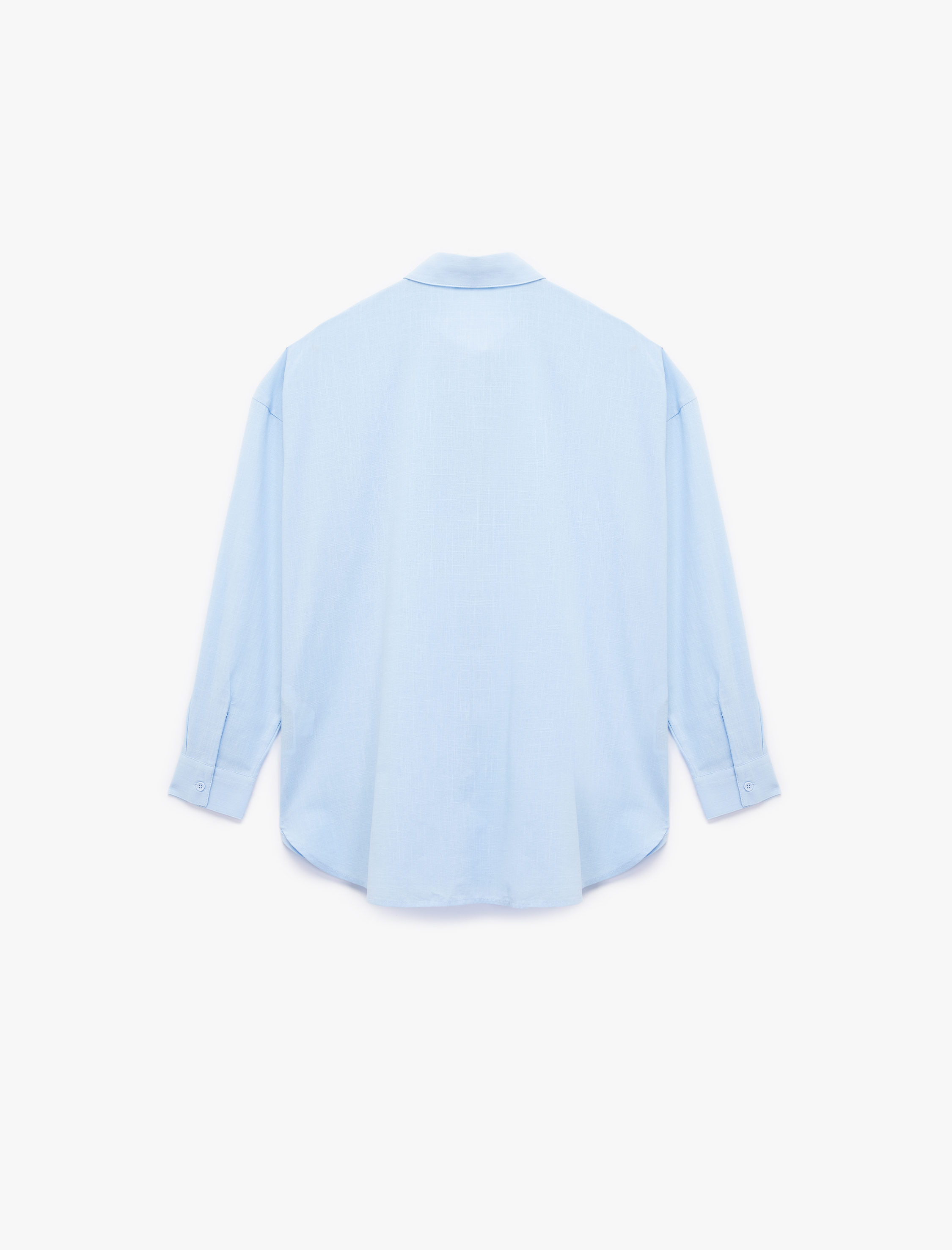   Pamuklu Klasik Yaka Düğmeli Uzun Kollu Oversize Gömlek