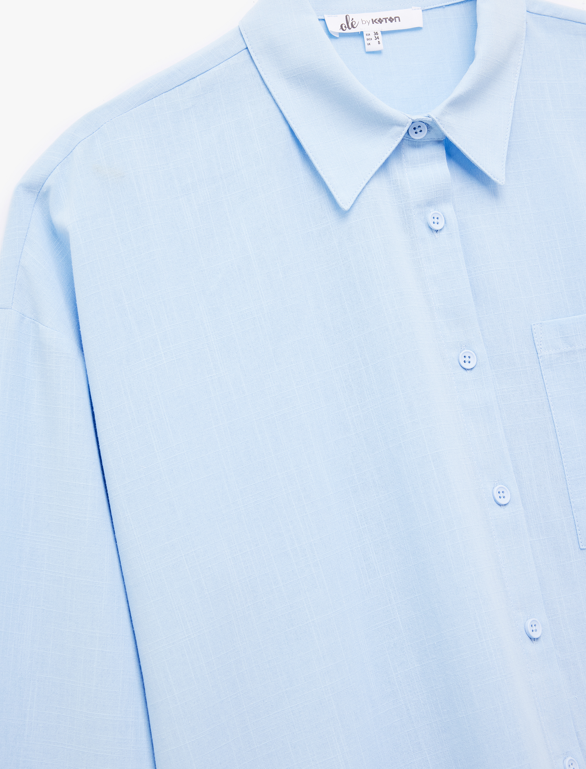   Pamuklu Klasik Yaka Düğmeli Uzun Kollu Oversize Gömlek