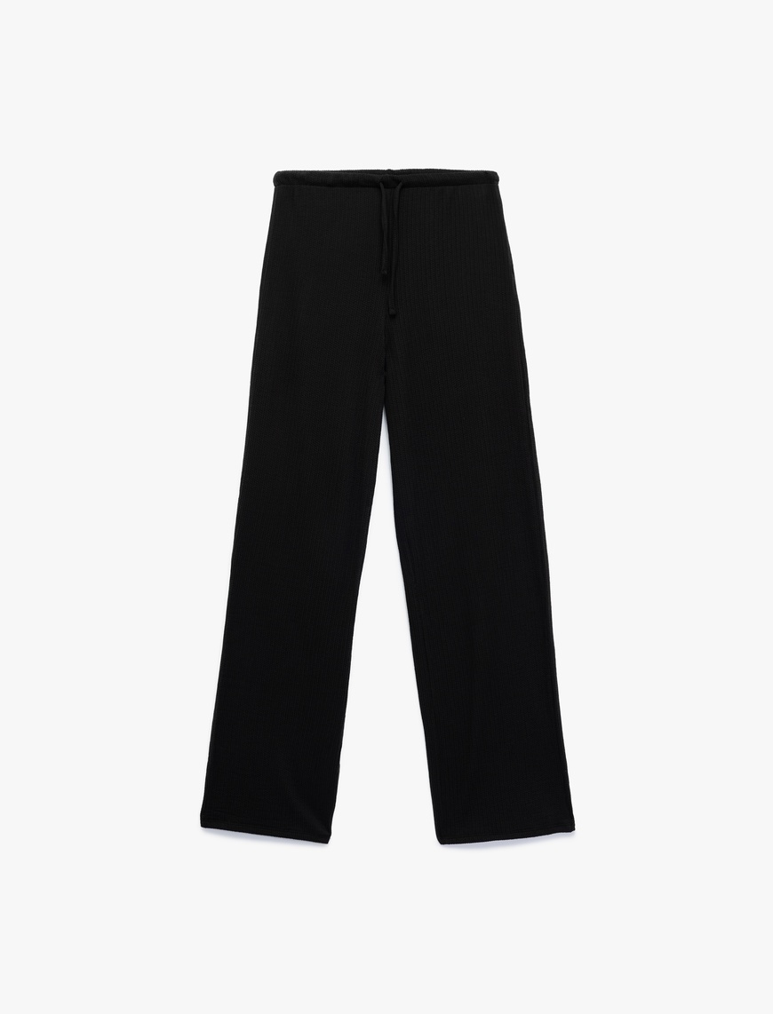   Yüksek Bel Rahat Kalıp Beli Bağcıklı Pantolon